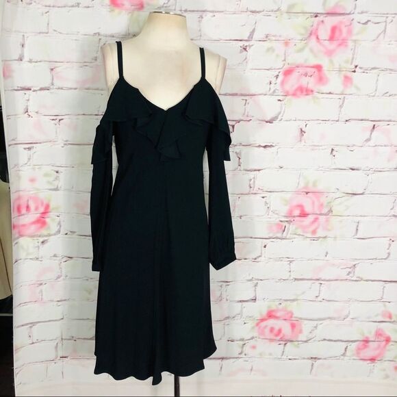 A.L.C. Felicia ruffle cold shoulder little black cocktail dress size 6 - Picture 4 of 14